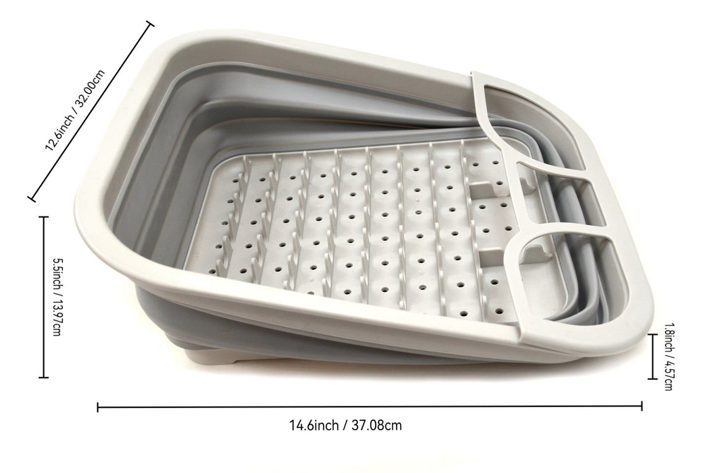 SAMMART Collapsible Dish Drainer with Drainer Board - Foldable Drying Rack Set - Portable Dinnerware Organizer - Space Saving Kitchen Storage Tray