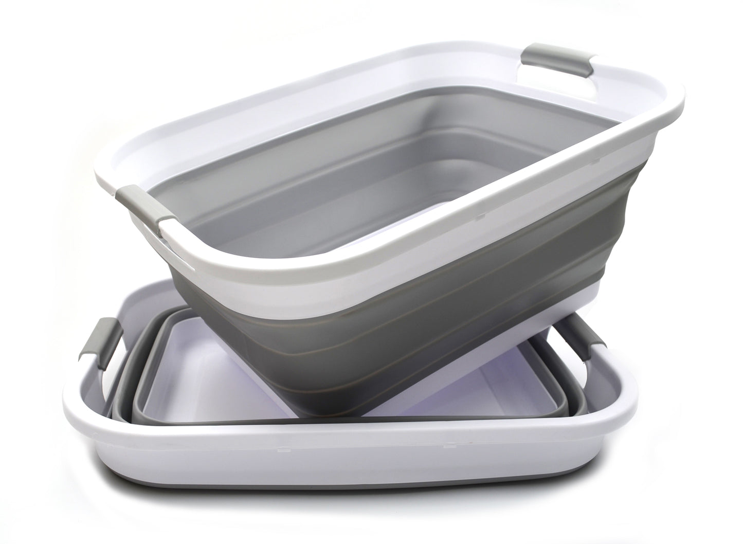 SAMMART Set of 2 Collapsible Plastic Laundry Basket - Foldable Pop Up Storage Container/Organizer - Portable Washing Tub - Space Saving Hamper/Basket