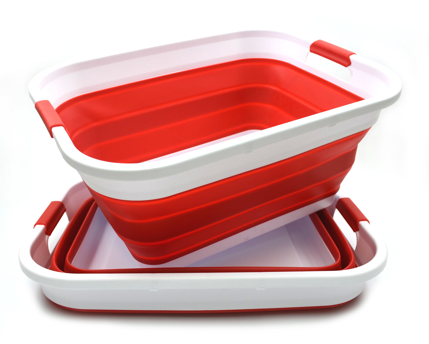 SAMMART Set of 2 Collapsible Plastic Laundry Basket - Foldable Pop Up Storage Container/Organizer - Portable Washing Tub - Space Saving Hamper/Basket