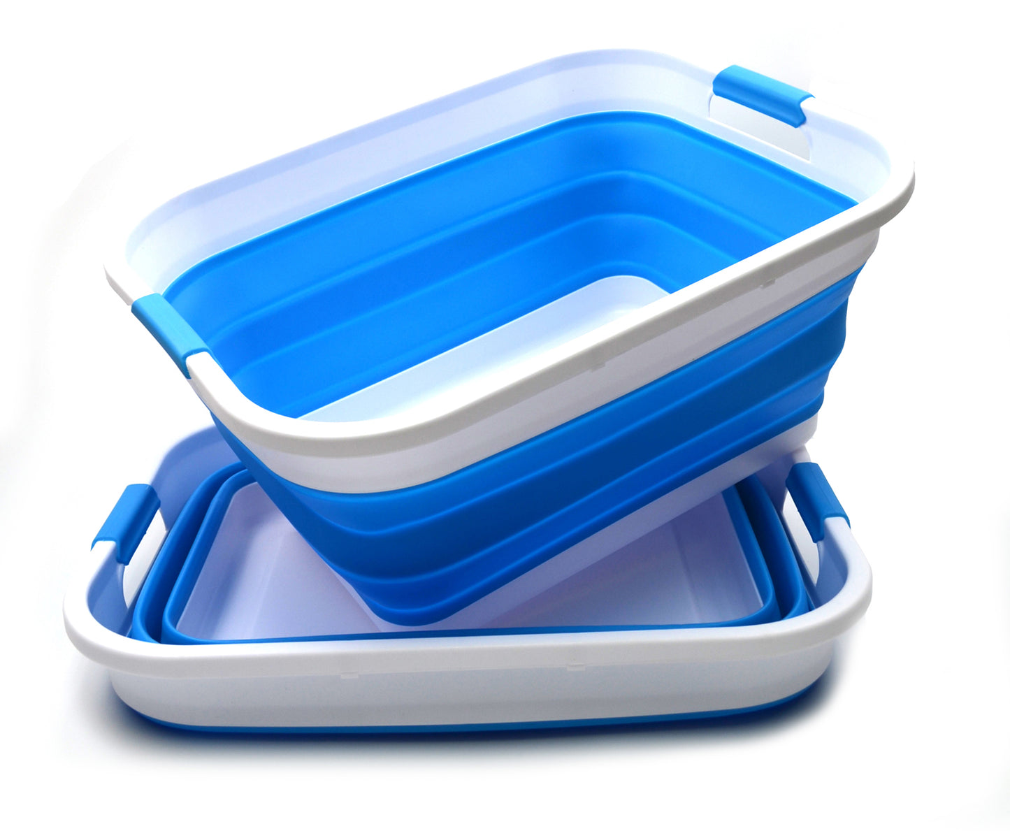 SAMMART Set of 2 Collapsible Plastic Laundry Basket - Foldable Pop Up Storage Container/Organizer - Portable Washing Tub - Space Saving Hamper/Basket