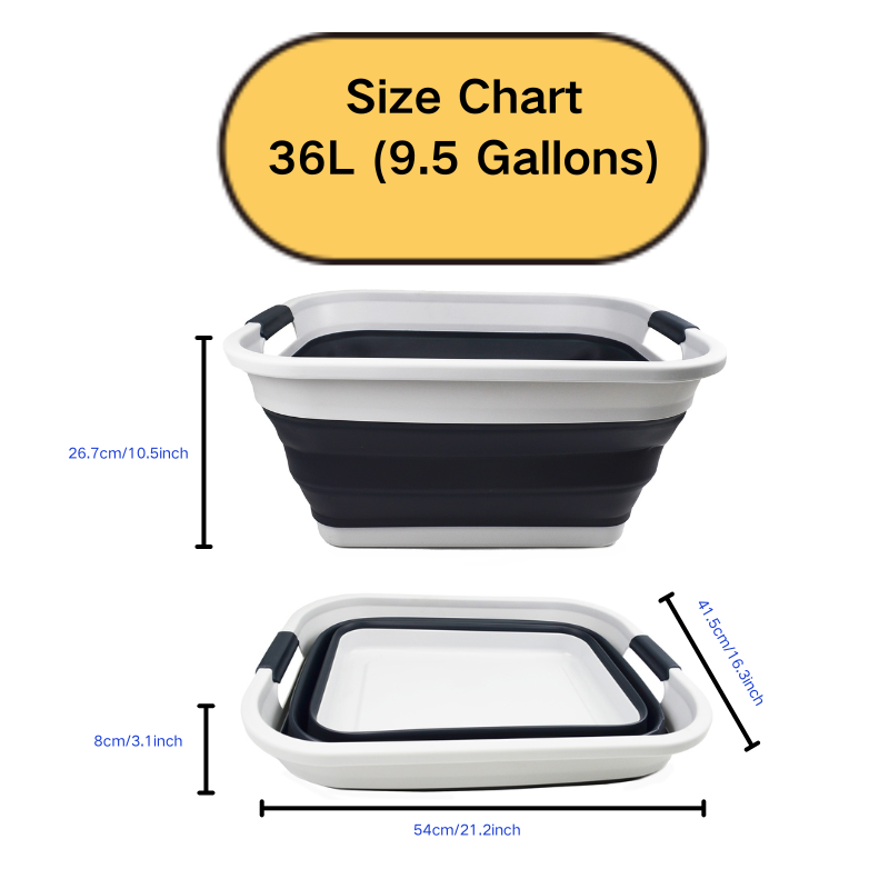 SAMMART 36L (9.5 gallon) Collapsible Plastic Laundry Basket-Foldable Pop Up Storage Container/Organizer-Portable Washing Tub-Space Saving Hamper, Water capacity: 28L(7.4 gallon)