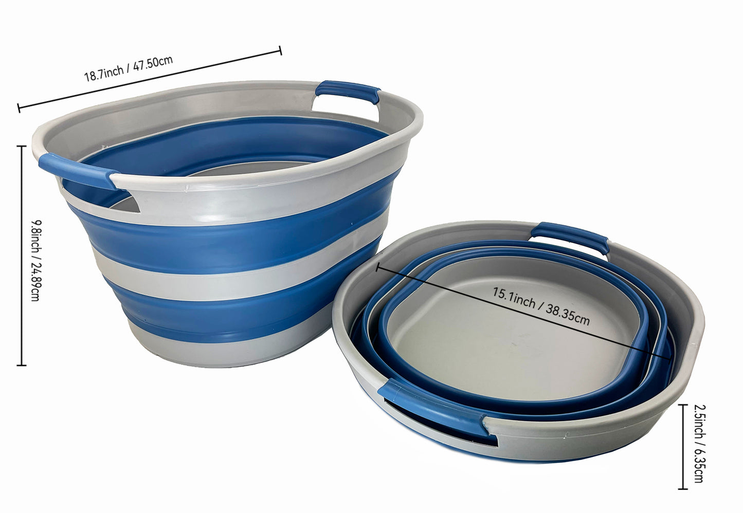 SAMMART 23L (6 Gallons) Collapsible Plastic Laundry Basket - Oval Tub - Foldable Storage Container/Organizer -Portable Washing Tub -Space Saving Laundry Hamper