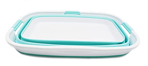 SAMMART 44L (11.6 gallon) Collapsible Plastic Laundry Basket - Foldable Pop Up Storage Container/Organizer - Portable Washing Tub - Space Saving Hamper/Basket, Water Capacity: 35L (9.2 gallon)