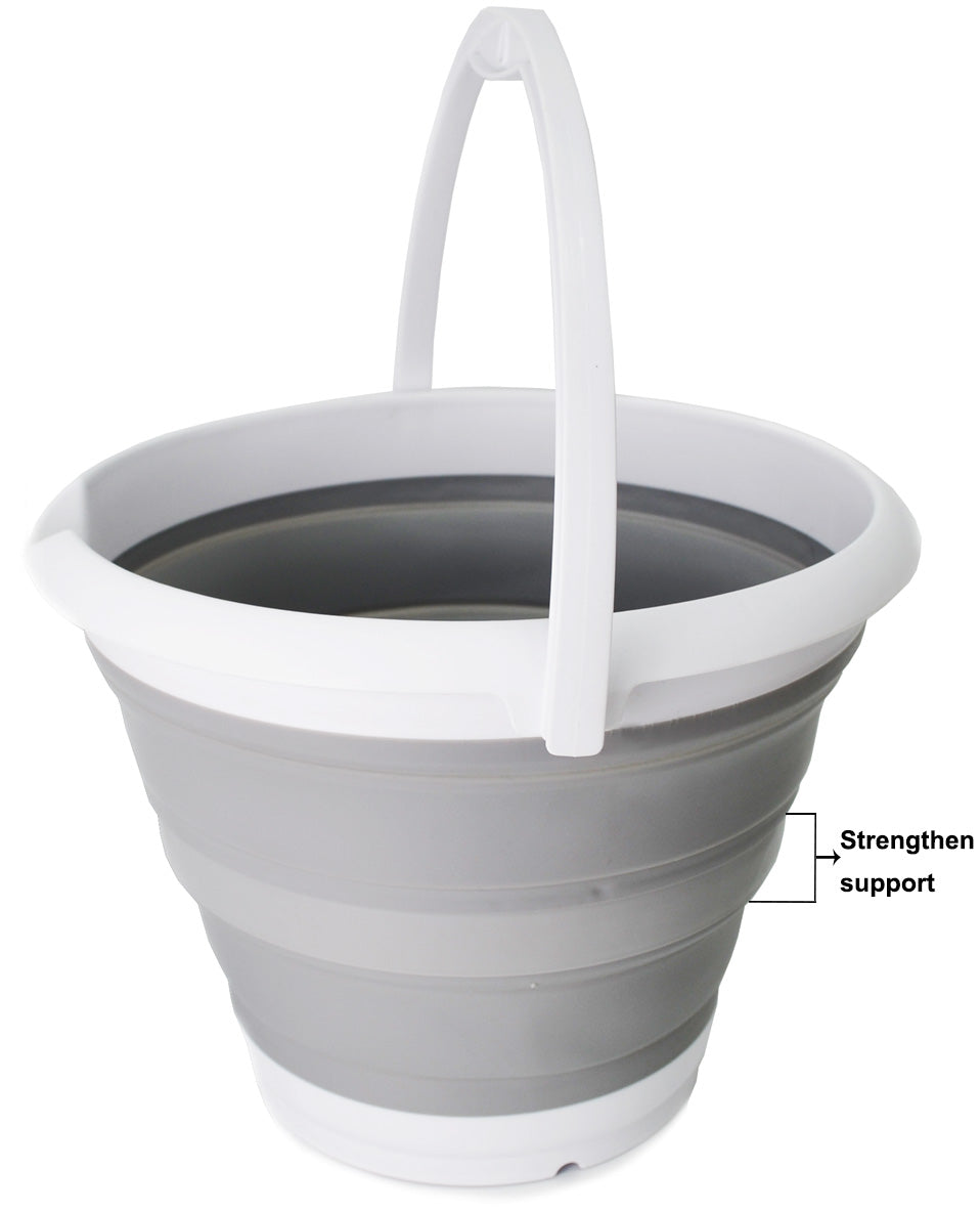 SAMMART 10L (2.64Gallon) Collapsible Fishing Bucket - Foldable Round Tub - Portable Plastic Water Pail - Space Saving Outdoor Waterpot - Trunk Organizer