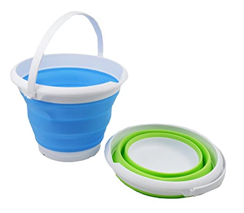 SAMMART 8.5L (2.2 Gallon) Collapsible Plastic Bucket - Foldable Round Tub - Portable Fishing Water Pail - Space Saving Outdoor Waterpot. Size 31cm Dia
