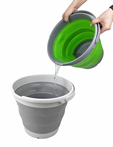 SAMMART 10L (2.6 gallons) Collapsible Plastic Bucket -Portable Round Tub with Handle- Foldable Fishing Water Pail - Space Saving Pop Up