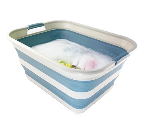 SAMMART 42L (11.09 Gallons) Collapsible Plastic Laundry Basket - Foldable Pop Up Storage Container/Organizer - Portable Washing Tub - Space Saving Hamper/Basket