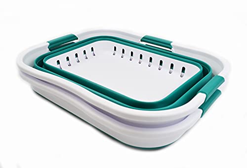 SAMMART Set of 2-30L (8 gallon) Collapsible Plastic Laundry Basket - Foldable Pop Up Storage Container/Organizer - Portable Washing Tub - Space Saving Hamper/Basket