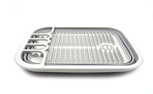 SAMMART 12L (3.17 Gallon) Collapsible Dish Drainer with Swivel spout - Foldable Drying Rack Set - Portable Dinnerware Organizer - Space Saving Kitchen Storage Tray