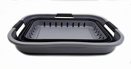 SAMMART 30L (8 gallon) Collapsible 3 Handled Plastic Laundry Basket - Foldable Pop Up Storage Container/Organizer - Portable Washing Tub - Space Saving Hamper/Basket