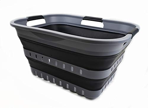 SAMMART 30L (8 gallon) Collapsible 3 Handled Plastic Laundry Basket - Foldable Pop Up Storage Container/Organizer - Portable Washing Tub - Space Saving Hamper/Basket