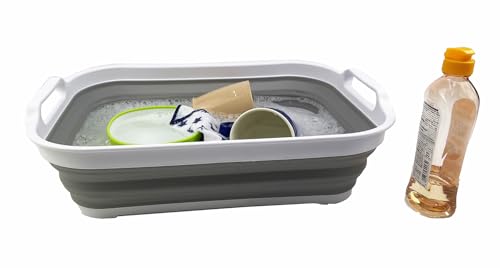 SAMMART Collapsible Tub - Foldable Dish Tub - Portable Washing Basin - Space Saving Plastic Washtub
