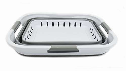 SAMMART 30L (8 gallon) Collapsible 3 Handled Plastic Laundry Basket - Foldable Pop Up Storage Container/Organizer - Portable Washing Tub - Space Saving Hamper/Basket