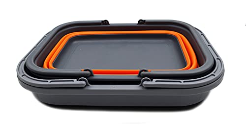 SAMMART 9.2L & 19L Collapsible Tub with Handle - Portable Outdoor Picnic Basket/Crater - Foldable Shopping Bag - 2 Pieces