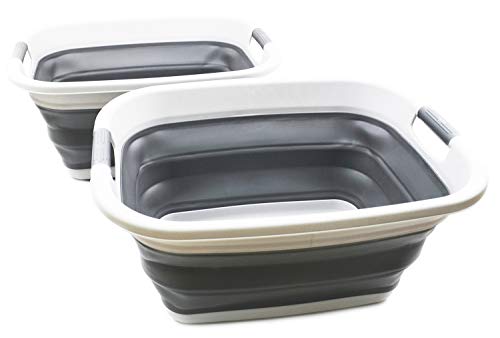 SAMMART 31L (8.1 gallon) Collapsible Plastic Laundry Basket-Pop Up Storage Container - Portable Washing Tub - Space Saving Hamper/Basket, Water capacity: 23L (6 gallon)