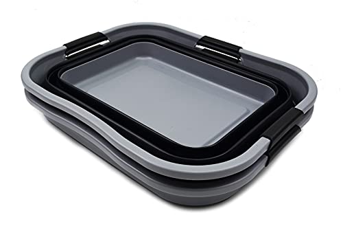 SAMMART Set of 2-30L (8 gallon) Collapsible Plastic Laundry Basket - Foldable Pop Up Storage Container/Organizer - Portable Washing Tub - Space Saving Hamper/Basket, Water capacity: 24L (6.3 gallon)