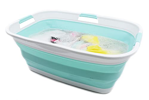 SAMMART 44L (11.6 gallon) Collapsible Plastic Laundry Basket - Foldable Pop Up Storage Container/Organizer - Portable Washing Tub - Space Saving Hamper/Basket, Water Capacity: 35L (9.2 gallon)