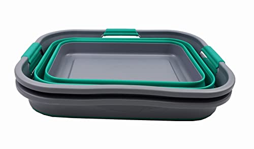 SAMMART Set of 2-30L (8 gallon) Collapsible Plastic Laundry Basket - Foldable Pop Up Storage Container/Organizer - Portable Washing Tub - Space Saving Hamper/Basket, Water capacity: 24L (6.3 gallon)