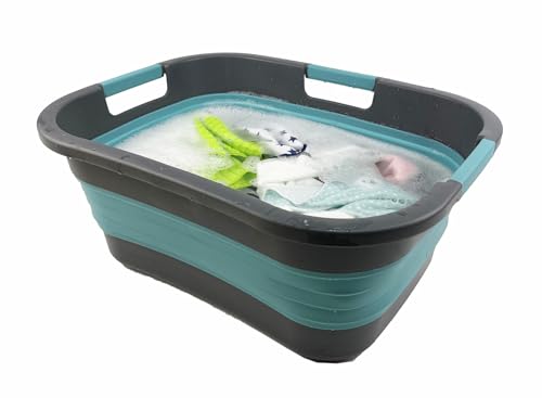 SAMMART 30L (7.9 gallon) Collapsible Plastic Laundry Basket - Foldable Pop Up Storage Container/Organizer - Portable Washing Tub - Space Saving Hamper/Basket