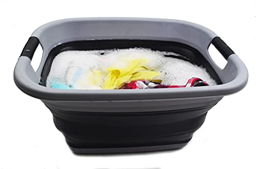 SAMMART 25L (6.6 gallon) Collapsible Laundry Basket/Tub - Foldable Storage Container/Organizer - Portable Washing Bin - Space Saving Hamper, Water capacity: 19L (5 gallon)