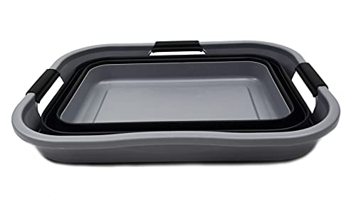 SAMMART 29L(7.6 gallon) Collapsible Plastic Laundry Basket - Foldable Pop Up Storage Container/Organizer - Portable Washing Tub - Space Saving Hamper/Basket - Water Capacity 24L(6.3 gallon)