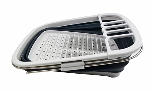 SAMMART 8L (2.11Gallons) Expandable Collapsible Dish Drainer - Foldable Drying Rack - Portable Dinnerware Organizer - Space Saving Kitchen Storage Tray