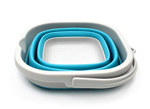 SAMMART 2.6L (0.68 Gallon) Super Mini Sqare Collapsible Plastic Bucket - Foldable Square Tub - Portable Fishing Water Pail - Space Saving Outdoor Waterpot