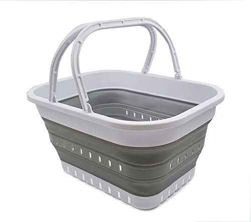 SAMMART 9.2L & 19L Collapsible Tub with Handle - Portable Outdoor Picnic Basket/Crater - Foldable Shopping Bag - 2 Pieces