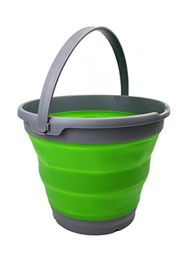 SAMMART 10L (2.6 gallons) Collapsible Plastic Bucket -Portable Round Tub with Handle- Foldable Fishing Water Pail - Space Saving Pop Up