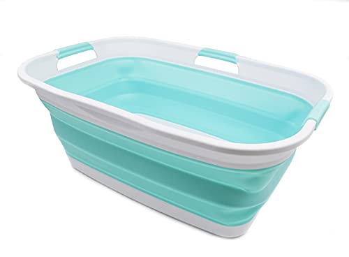 SAMMART 44L (11.6 gallon) Collapsible Plastic Laundry Basket - Foldable Pop Up Storage Container/Organizer - Portable Washing Tub - Space Saving Hamper/Basket, Water Capacity: 35L (9.2 gallon)