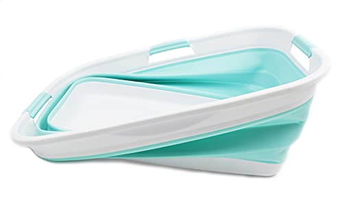 SAMMART 44L (11.6 gallon) Collapsible Plastic Laundry Basket - Foldable Pop Up Storage Container/Organizer - Portable Washing Tub - Space Saving Hamper/Basket, Water Capacity: 35L (9.2 gallon)