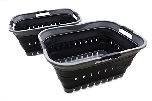 SAMMART 42L (11 gallon) Collapsible Plastic Laundry Basket - Foldable Pop Up Storage Container/Organizer - Portable Basket - Space Saving Hamper/Basket