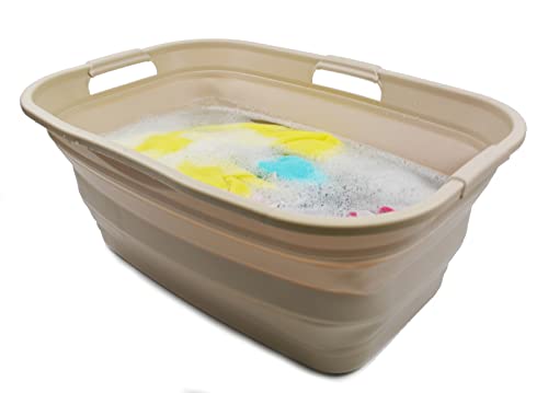 SAMMART 44L (11.6 gallon) Collapsible Plastic Laundry Basket - Foldable Pop Up Storage Container/Organizer - Portable Washing Tub - Space Saving Hamper/Basket, Water Capacity: 35L (9.2 gallon)