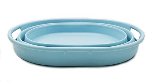 SAMMART 25L(6.6 gallon) Collapsible Oval Laundry Basket-Foldable Storage Container/Organizer-Portable Washing Tub-Space Saving Hamper-Pet Bath Tub, Water capacity 20L(5.28 gallon)