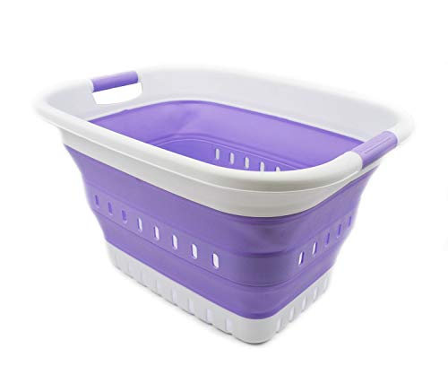 SAMMART 37L (9.77 gallon) Collapsible Plastic Laundry Basket - Foldable Pop Up Storage Container/Organizer - Space Saving Hamper/Basket