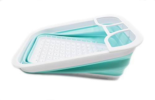 SAMMART Collapsible Dish Drainer - Foldable Drying Rack - Portable Dinnerware Organizer - Space Saving Kitchen Storage Tray