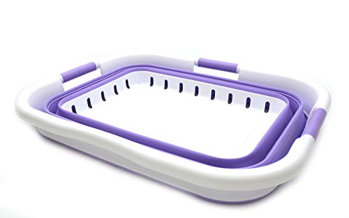 SAMMART Collapsible 3 Handled Plastic Laundry Basket - Foldable Pop Up Storage Container/Organizer - Portable Basket - Space Saving Hamper/Basket