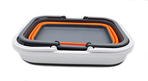 SAMMART 9.2L & 19L Collapsible Tub with Handle - Portable Outdoor Picnic Basket/Crater - Foldable Shopping Bag - 2 Pieces