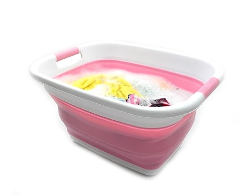 SAMMART Set of 2-21L(5.5 gallon) Collapsible Laundry Basket/Tub-Foldable Storage Container-Portable Washing Bin - Space Saving Hamper, Water capacity: 17L (4.4 gallon)