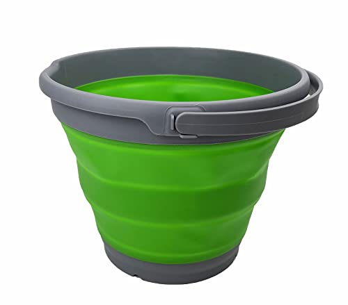SAMMART 10L (2.6 gallons) Collapsible Plastic Bucket -Portable Round Tub with Handle- Foldable Fishing Water Pail - Space Saving Pop Up