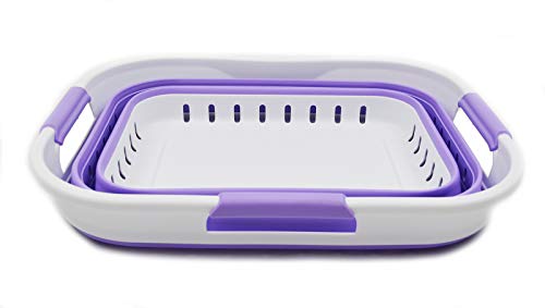 SAMMART 19L (5 Gallon) Collapsible Super Mini 3 Handled Plastic Laundry Basket - Foldable Pop Up Storage Container/Organizer - Space Saving Hamper/Basket