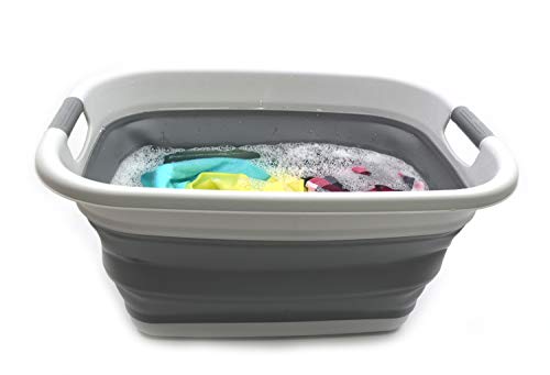 SAMMART 31L (8.1 gallon) Collapsible Plastic Laundry Basket-Pop Up Storage Container - Portable Washing Tub - Space Saving Hamper/Basket, Water capacity: 23L (6 gallon)