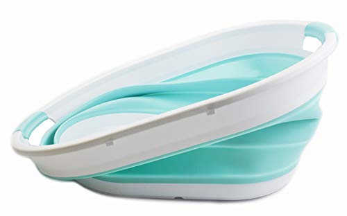 SAMMART 39L(10.3 gallon) Collapsible Plastic Laundry Basket - Oval Tub/Basket - Foldable Storage Container-Portable Washing Tub - Space Saving Laundry Hamper, Water capacity: 30L (7.9 gallon)