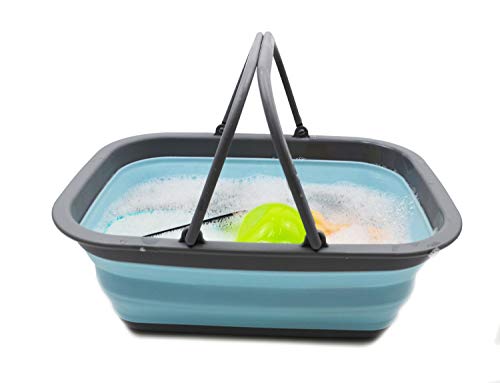 SAMMART SAMMART 9.2L (2.37Gallon) Collapsible Tub with Handle - Portable Outdoor Picnic Basket/Crater - Foldable Shopping Bag - Space Saving Storage Container
