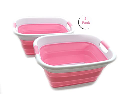 SAMMART Set of 2-21L(5.5 gallon) Collapsible Laundry Basket/Tub-Foldable Storage Container-Portable Washing Bin - Space Saving Hamper, Water capacity: 17L (4.4 gallon)
