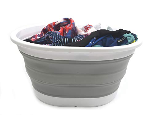 SAMMART 22L (5.8 Gallon) Collapsible Plastic Laundry Basket - Oval Tub/Basket - Foldable Storage Container/Organizer - Portable Washing Tub - Space Saving Laundry Hamper