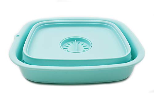 SAMMART 9.1L (2.4Gallon) Collapsible Dishpan with Draining Plug - Foldable Washing Basin - Portable Dish Washing Tub - Space Saving Kitchen Storage Tray