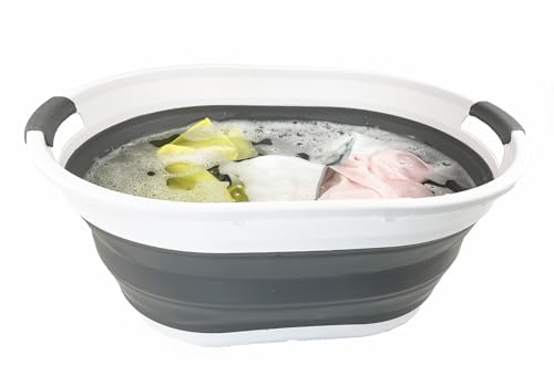 SAMMART Collapsible Plastic Oval Laundry Basket - Foldable Pop Up Storage Container/Organizer - Portable Washing Tub - Space Saving Hamper/Basket