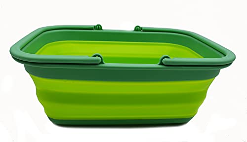 SAMMART 9.2L (2.37Gallon) Collapsible Tub with Handle 2 pcs Box Set - Portable Outdoor Picnic Basket - Foldable Shopping Bag - Space Saving Storage Container
