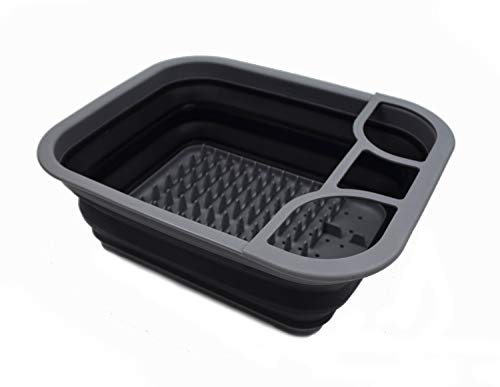 SAMMART Collapsible Dish Drainer - Foldable Drying Rack - Portable Dinnerware Organizer - Space Saving Kitchen Storage Tray